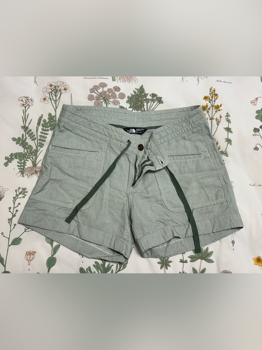 The North Face Light Sage Green Striped Athletic Shorts